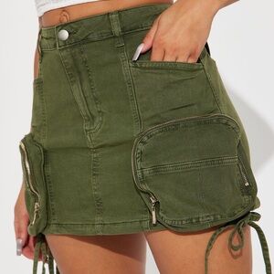 Olive Cargo Mini Skirt NWT